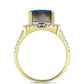 Inel din Argint 925 Placat cu Aur ( 3.93 grame ) cu Albastru Drusy și Topaz Alb 5.08 Carate