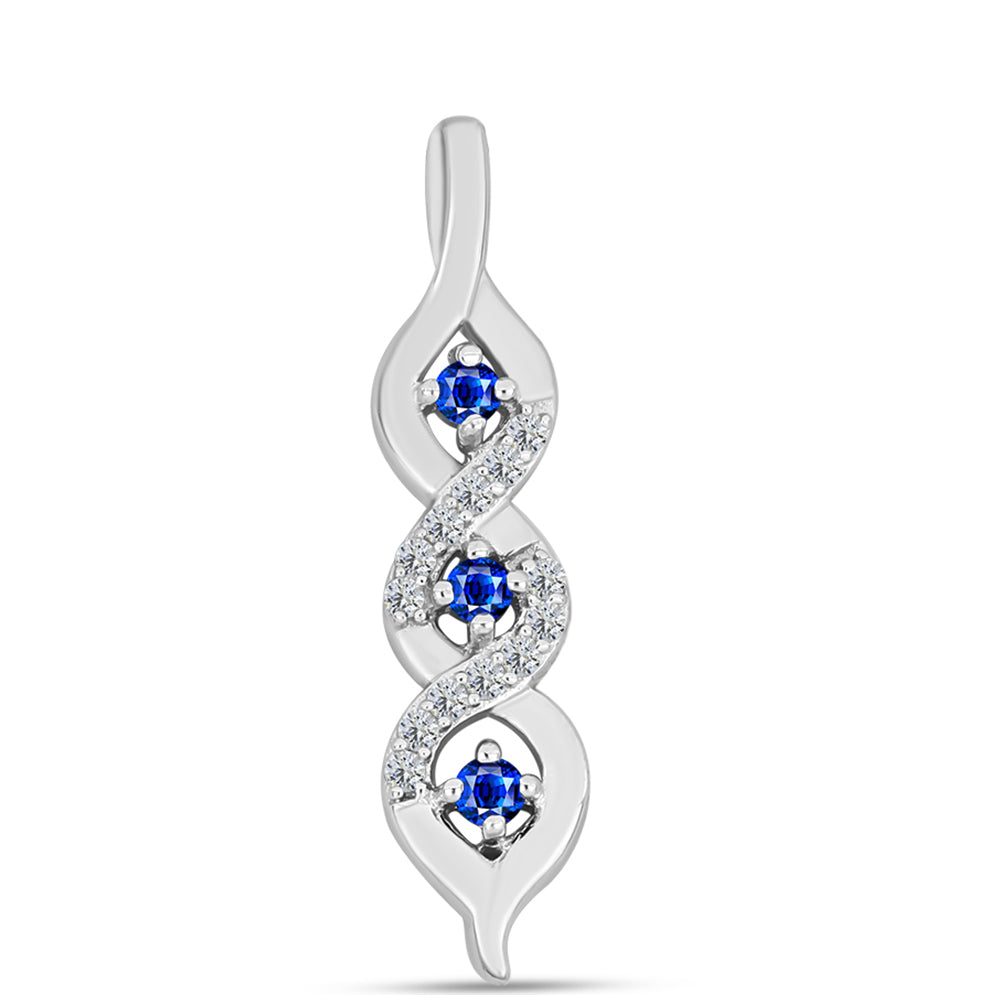 Pandantiv din Argint 925 ( 1.24 grame ) cu Safir Albastru Australian și Topaz Alb 0.27 Carate