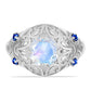 Inel din Argint 925 ( 5.38 grame ) cu Safir Albastru Australian și Piatra Lunii Curcubeu 1.93 Carate