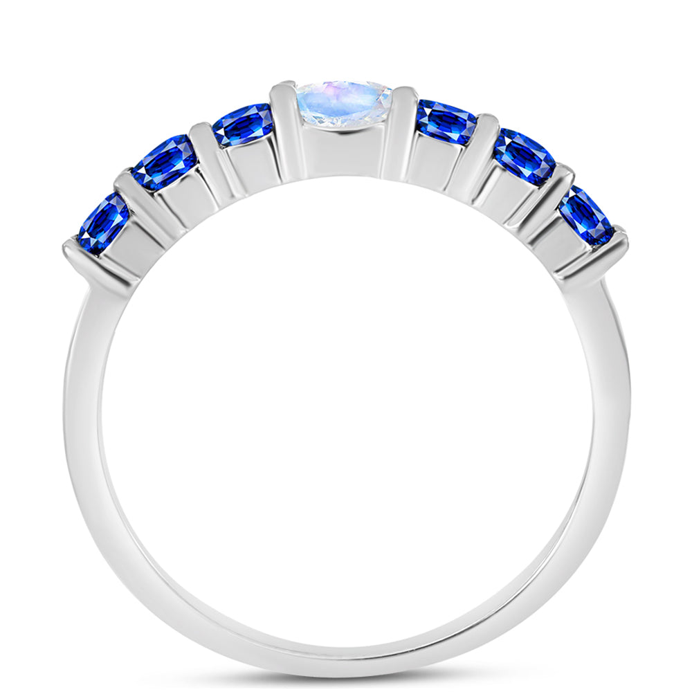 Inel din Argint 925 ( 2.5 grame ) cu Safir Albastru Australian și Piatra Lunii Curcubeu 1.31 Carate