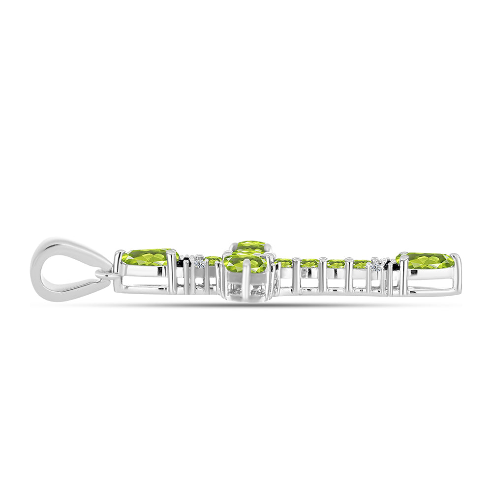 Cruce Pandantiv din Argint 925 ( 3.06 grame ) cu Peridot Changbai și Topaz Alb 2.9 Carate 2 