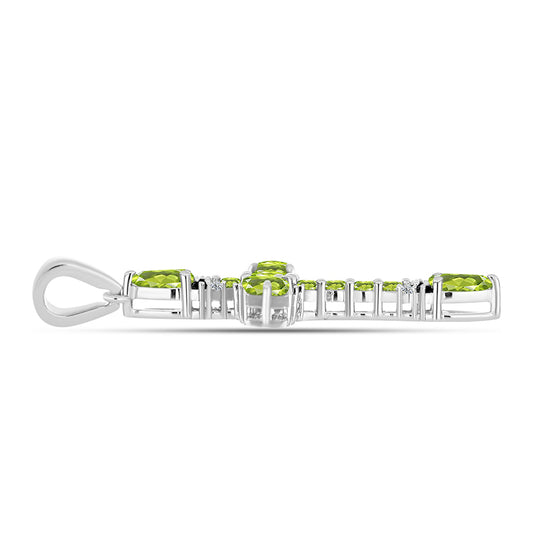 Cruce Pandantiv din Argint 925 ( 3.06 grame ) cu Peridot Changbai și Topaz Alb 2.9 Carate