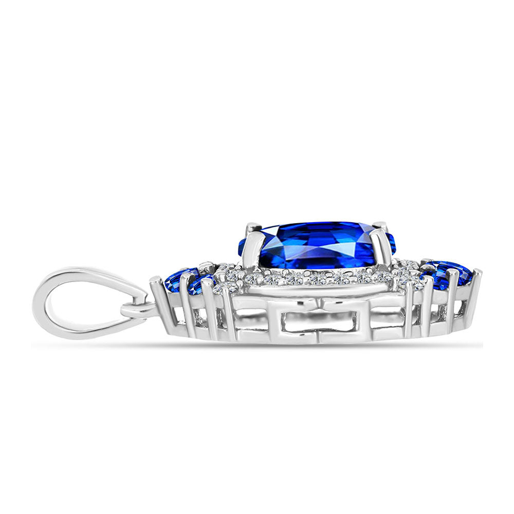 Pandantiv din Argint 925 ( 2.33 grame ) cu Safir Albastru Australian și Topaz Alb 4.71 Carate 2 