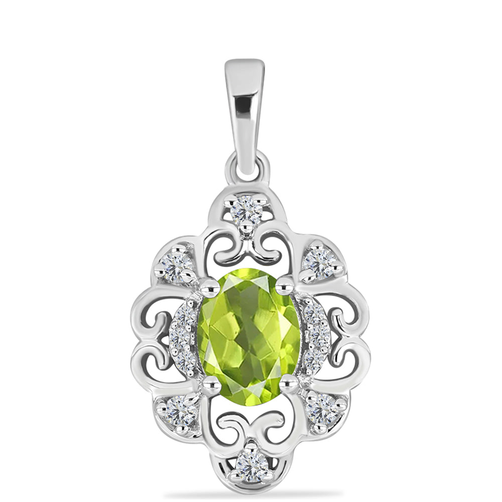 Pandantiv din Argint 925 ( 1.95 grame ) cu Peridot Changbai și Topaz Alb 1.58 Carate