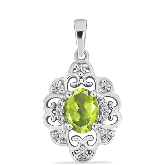Pandantiv din Argint 925 ( 1.95 grame ) cu Peridot Changbai și Topaz Alb 1.58 Carate