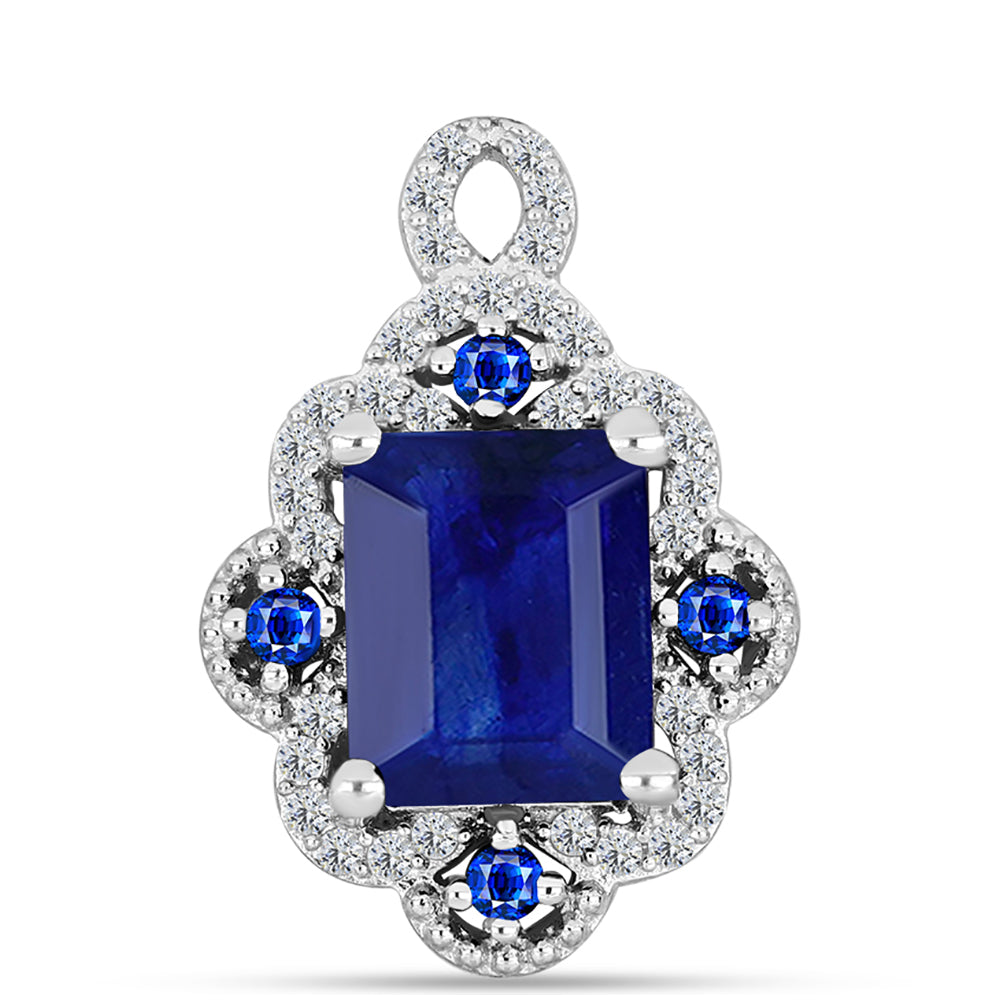 Pandantiv din Argint 925 ( 2.38 grame ) cu Safir Albastru Australian și Topaz Alb 5.25 Carate 1 