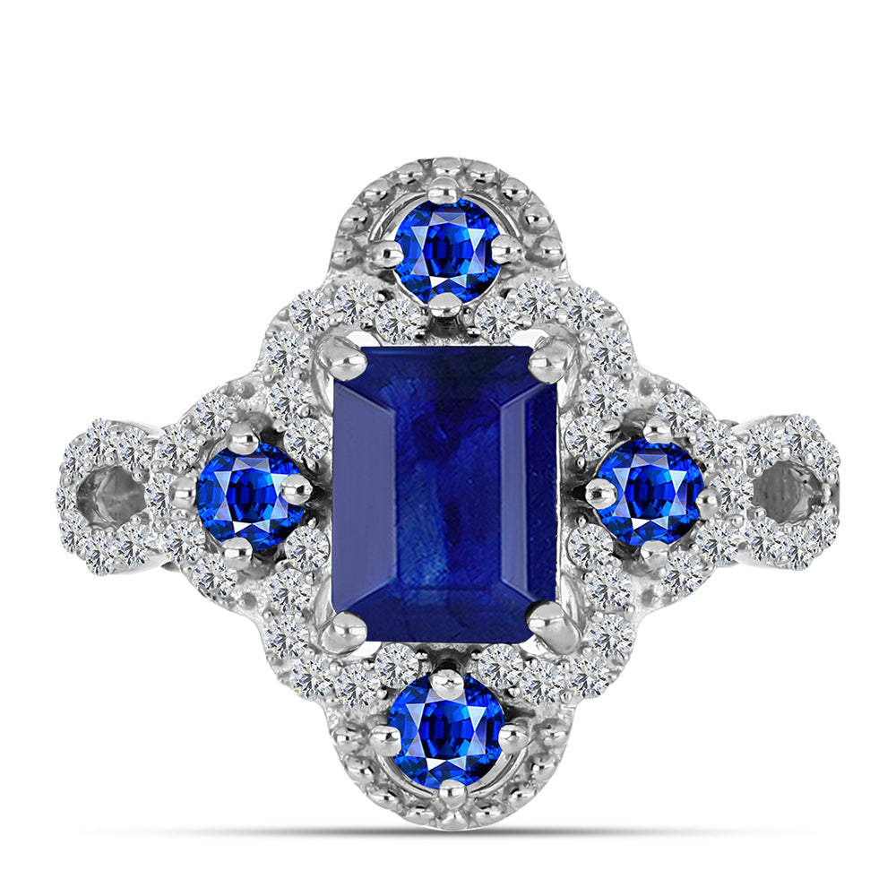 Inel din Argint 925 ( 3.31 grame ) cu Safir Albastru Australian și Topaz Alb 3.35 Carate