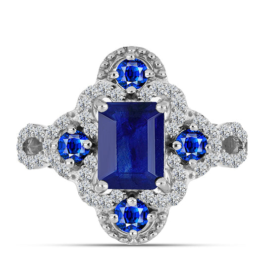 Inel din Argint 925 ( 3.31 grame ) cu Safir Albastru Australian și Topaz Alb 3.35 Carate