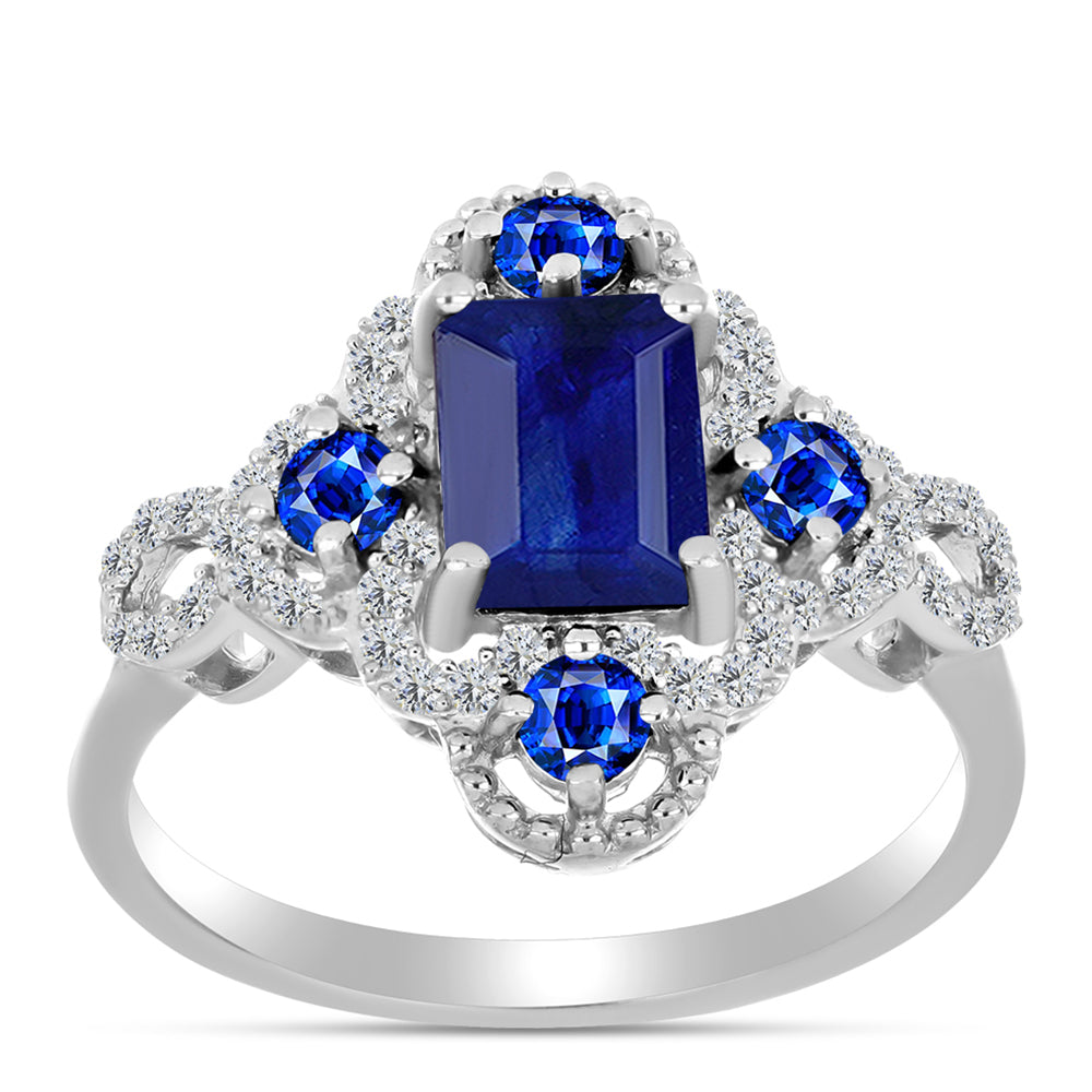 Inel din Argint 925 ( 3.31 grame ) cu Safir Albastru Australian și Topaz Alb 3.35 Carate 3 