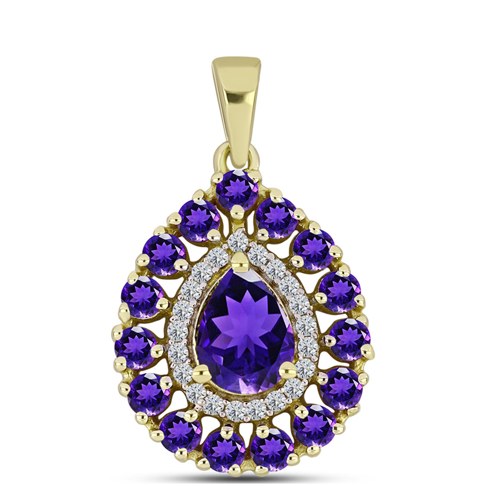 Pandantiv din Argint 925 Placat cu Aur ( 2.32 grame ) cu Ametist Marocan și Topaz Alb 2.15 Carate 1 