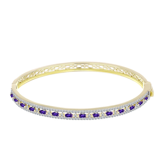 Brățară din Argint 925 Placat cu Aur ( 15.45 grame ) cu Ametist Marocan și Topaz Alb 2.52 Carate