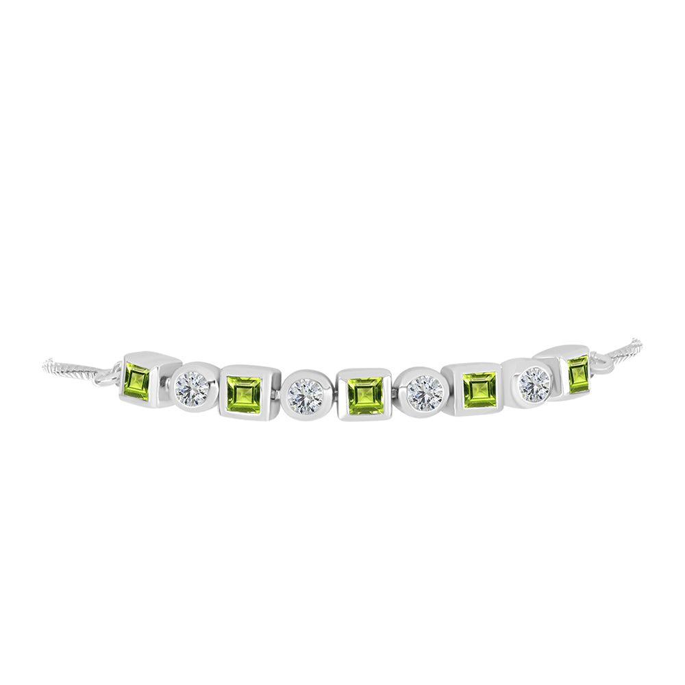 Brățară din Argint 925 ( 4.93 grame ) cu Peridot Changbai și Topaz Alb 1.47 Carate
