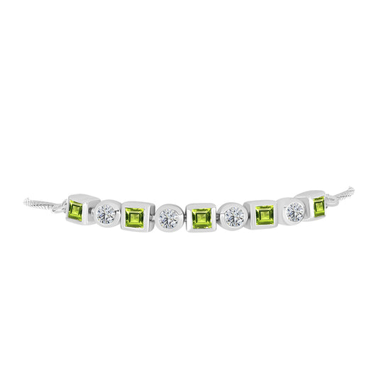 Brățară din Argint 925 ( 4.93 grame ) cu Peridot Changbai și Topaz Alb 1.47 Carate