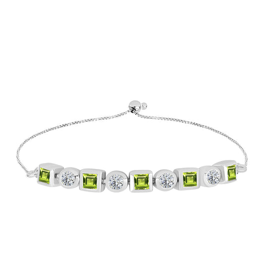 Brățară din Argint 925 ( 4.93 grame ) cu Peridot Changbai și Topaz Alb 1.47 Carate