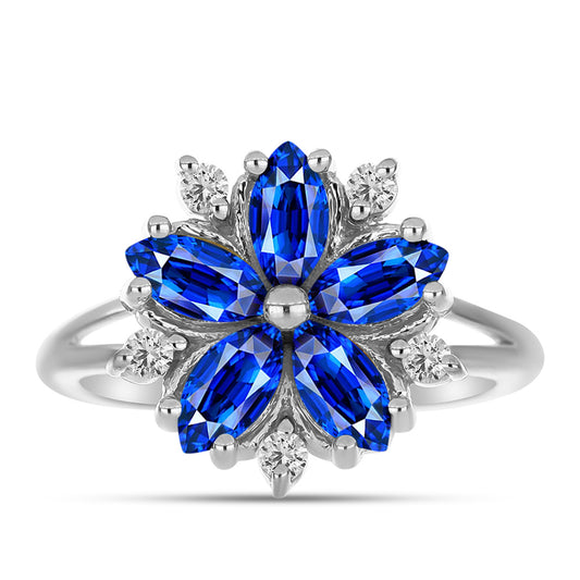 Inel din Argint 925 ( 2.93 grame ) cu Safir Albastru Australian și Topaz Alb 2.1 Carate
