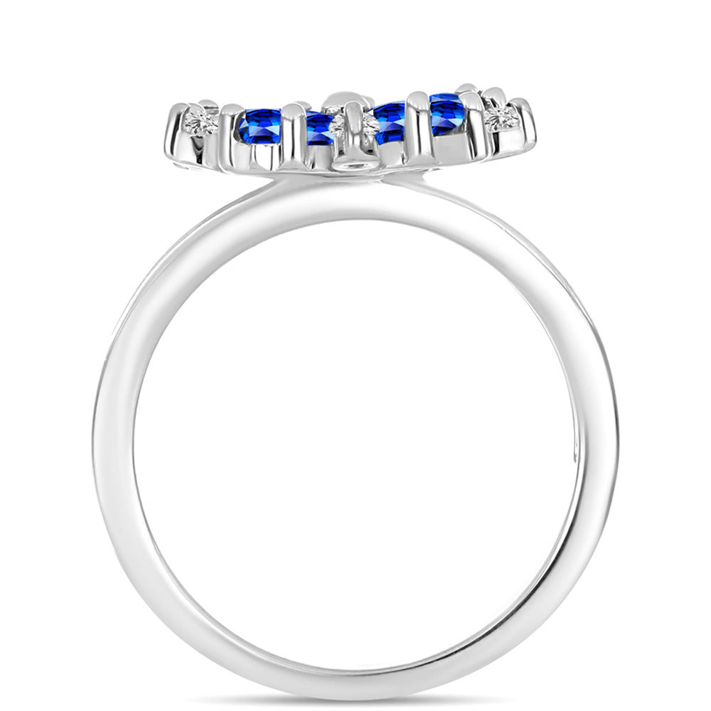 Inel din Argint 925 ( 2.93 grame ) cu Safir Albastru Australian și Topaz Alb 2.1 Carate
