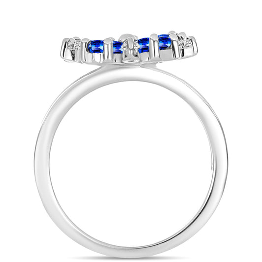 Inel din Argint 925 ( 2.93 grame ) cu Safir Albastru Australian și Topaz Alb 2.1 Carate