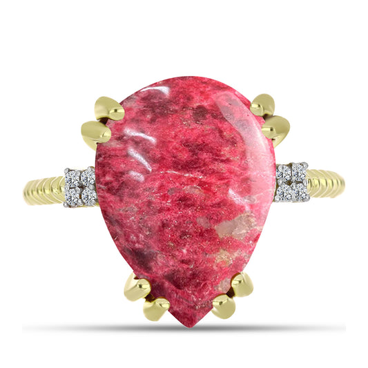 Inel din Argint 925 Placat cu Aur ( 2.69 grame ) cu Thulit și Topaz Alb 10.83 Carate