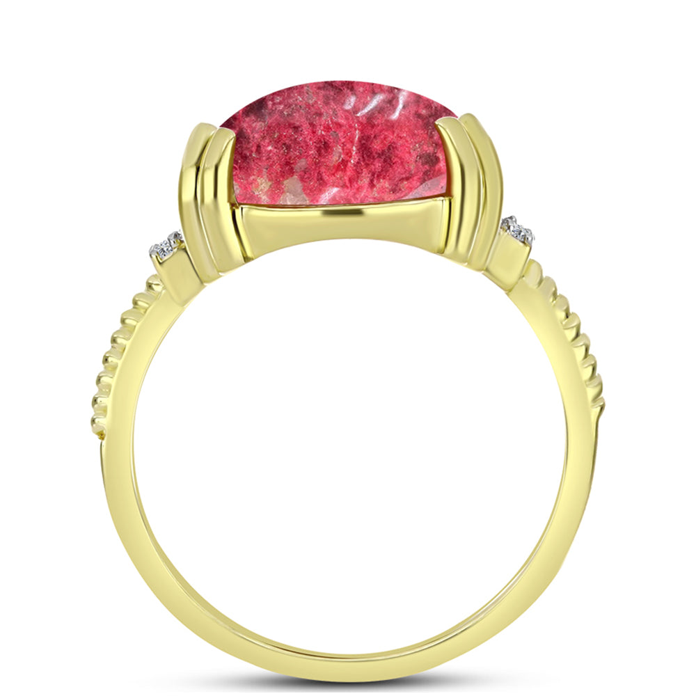 Inel din Argint 925 Placat cu Aur ( 2.69 grame ) cu Thulit și Topaz Alb 10.83 Carate