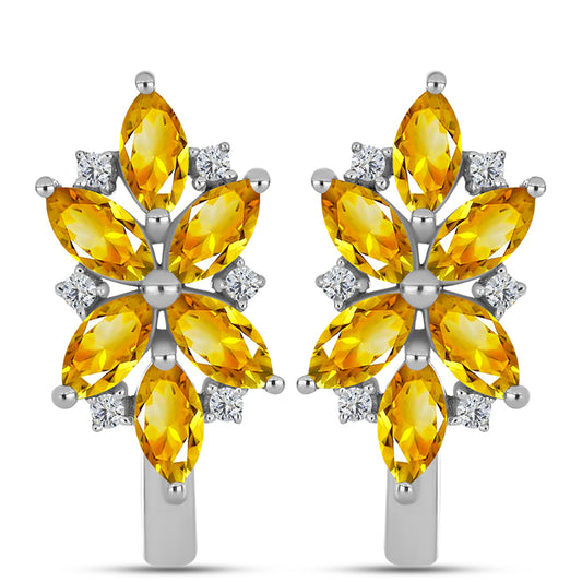 Cercei din Argint 925 ( 5.41 grame ) cu Citrin Ural și Topaz Alb 2.89 Carate