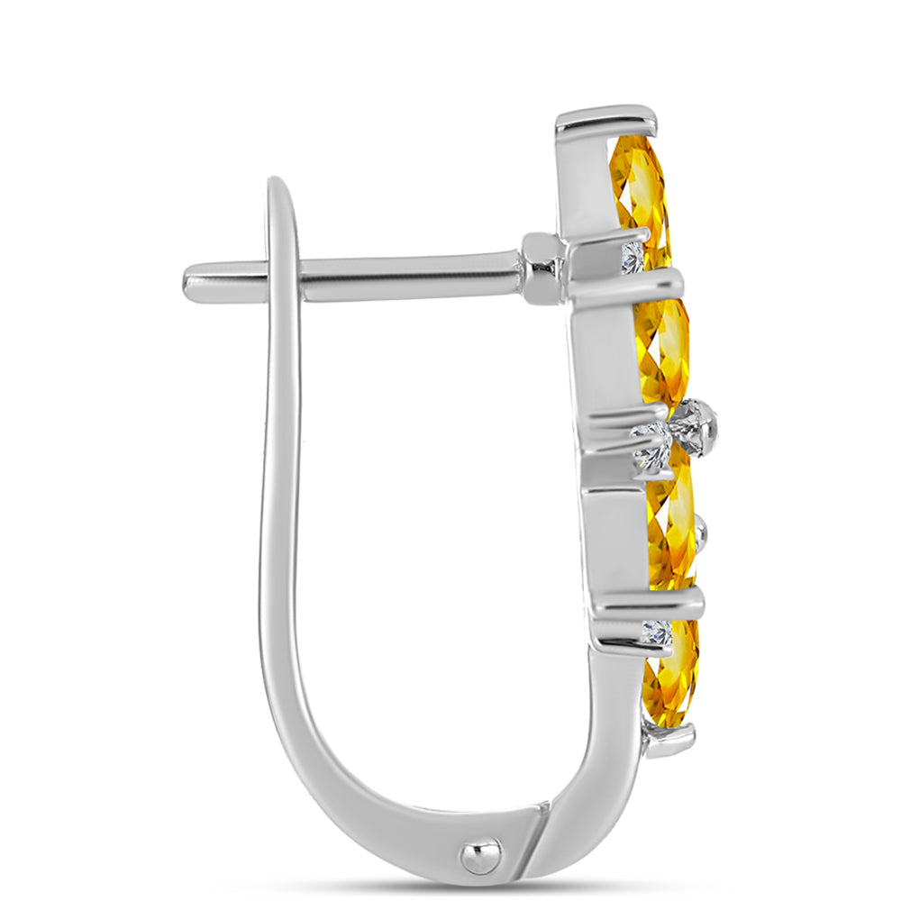Cercei din Argint 925 ( 5.41 grame ) cu Citrin Ural și Topaz Alb 2.89 Carate 2 