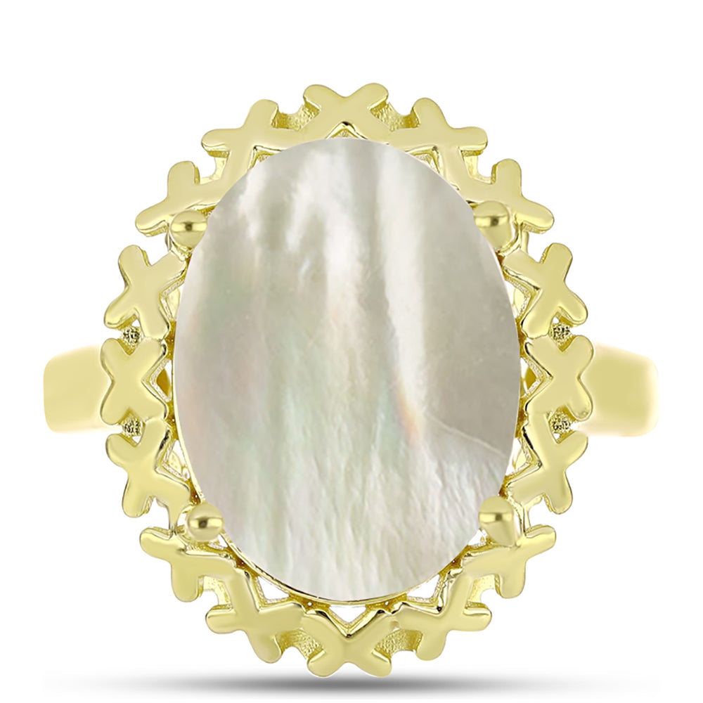 Inel din Argint 925 Placat cu Aur ( 4.04 grame ) cu Sidef 5.29 Carate 1 