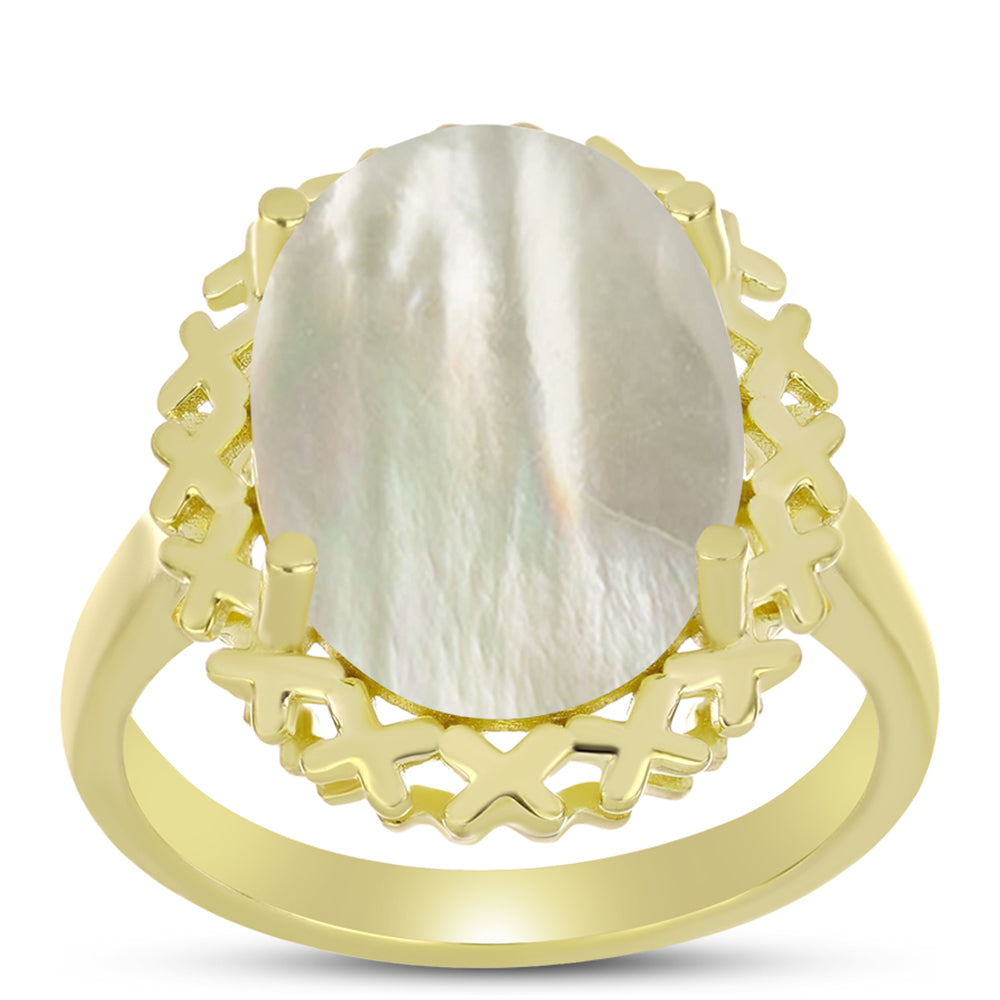 Inel din Argint 925 Placat cu Aur ( 4.04 grame ) cu Sidef 5.29 Carate 3 
