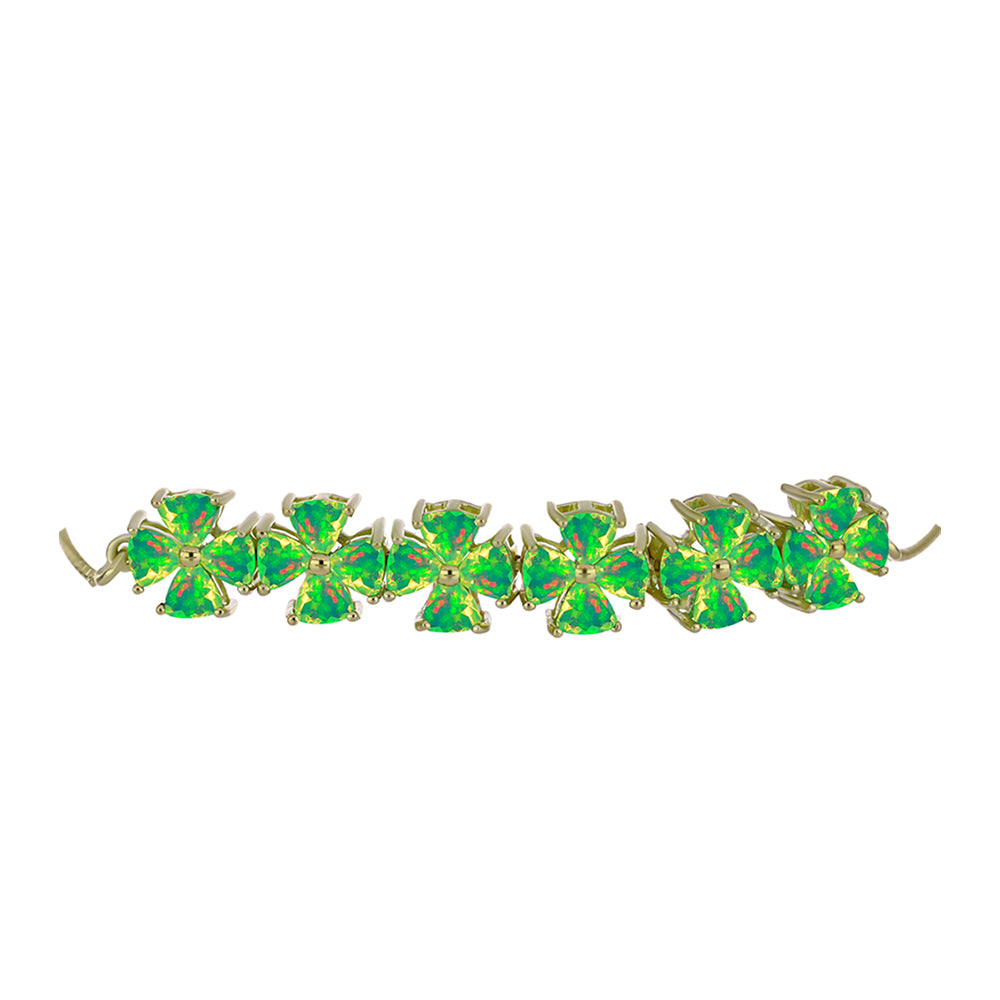 Brățară din Argint 925 Placat cu Aur ( 6.42 grame ) cu Opal Verde Etiopian Lega Dembi 3.21 Carate 2 
