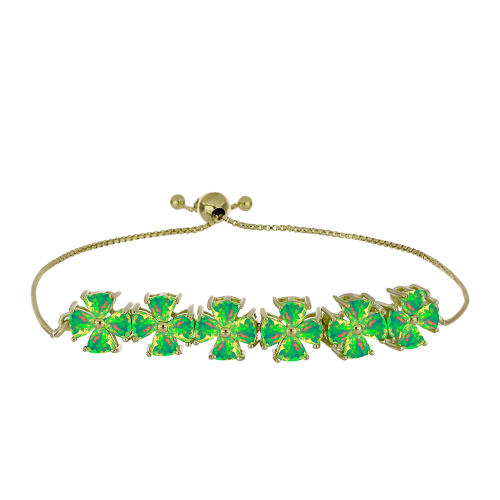 Brățară din Argint 925 Placat cu Aur ( 6.42 grame ) cu Opal Verde Etiopian Lega Dembi 3.21 Carate