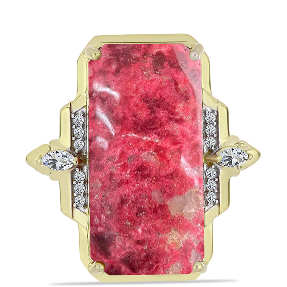 Inel din Argint 925 Placat cu Aur ( 5.21 grame ) cu Thulit și Topaz Alb 17.6 Carate