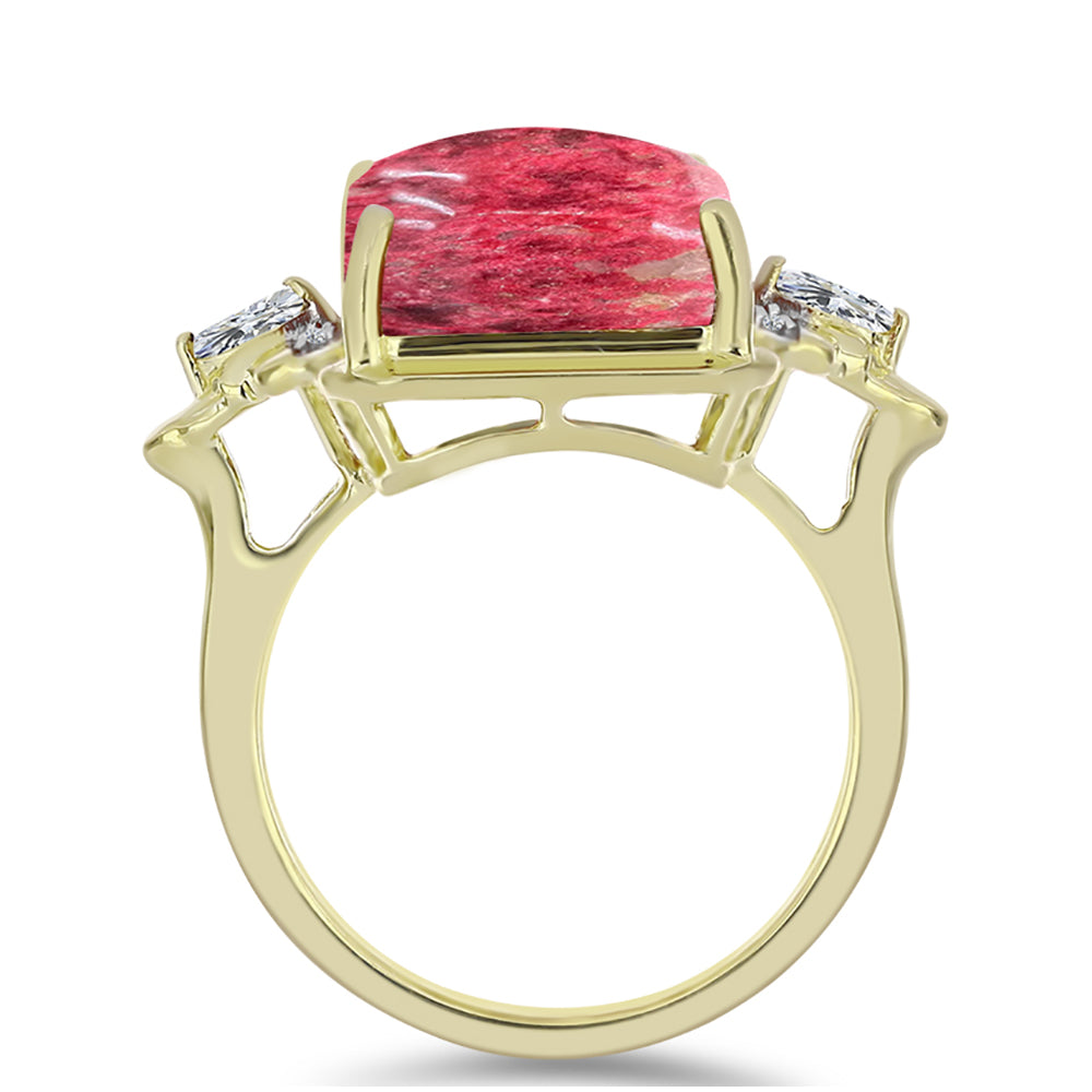 Inel din Argint 925 Placat cu Aur ( 5.21 grame ) cu Thulit și Topaz Alb 17.6 Carate