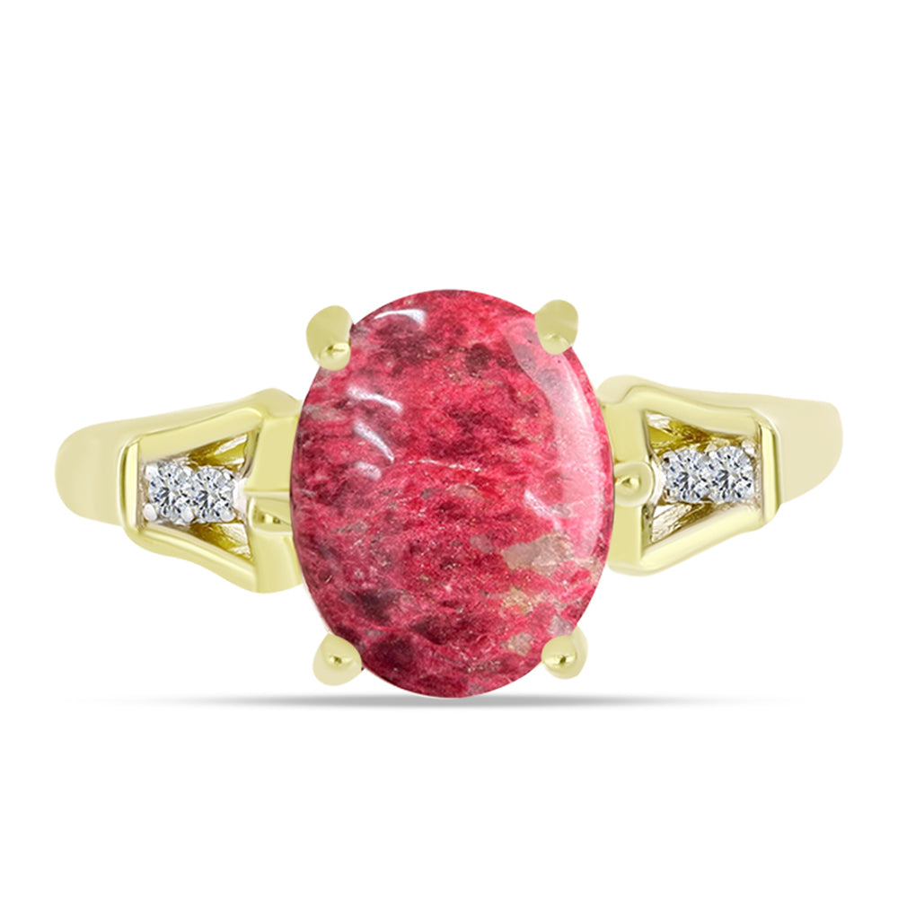 Inel din Argint 925 Placat cu Aur ( 2.99 grame ) cu Thulit și Topaz Alb 3.18 Carate