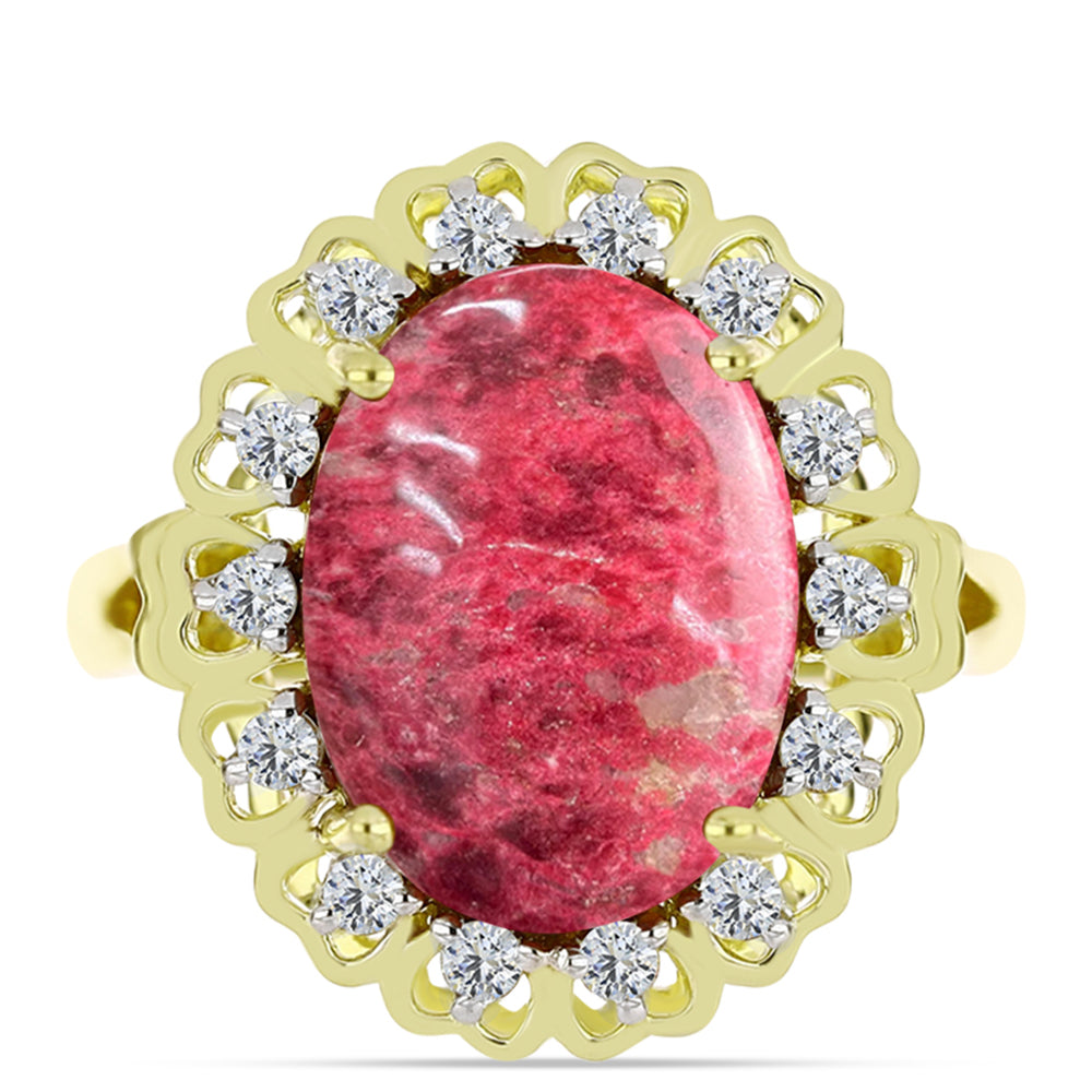 Inel din Argint 925 Placat cu Aur ( 4.77 grame ) cu Thulit și Topaz Alb 10.19 Carate