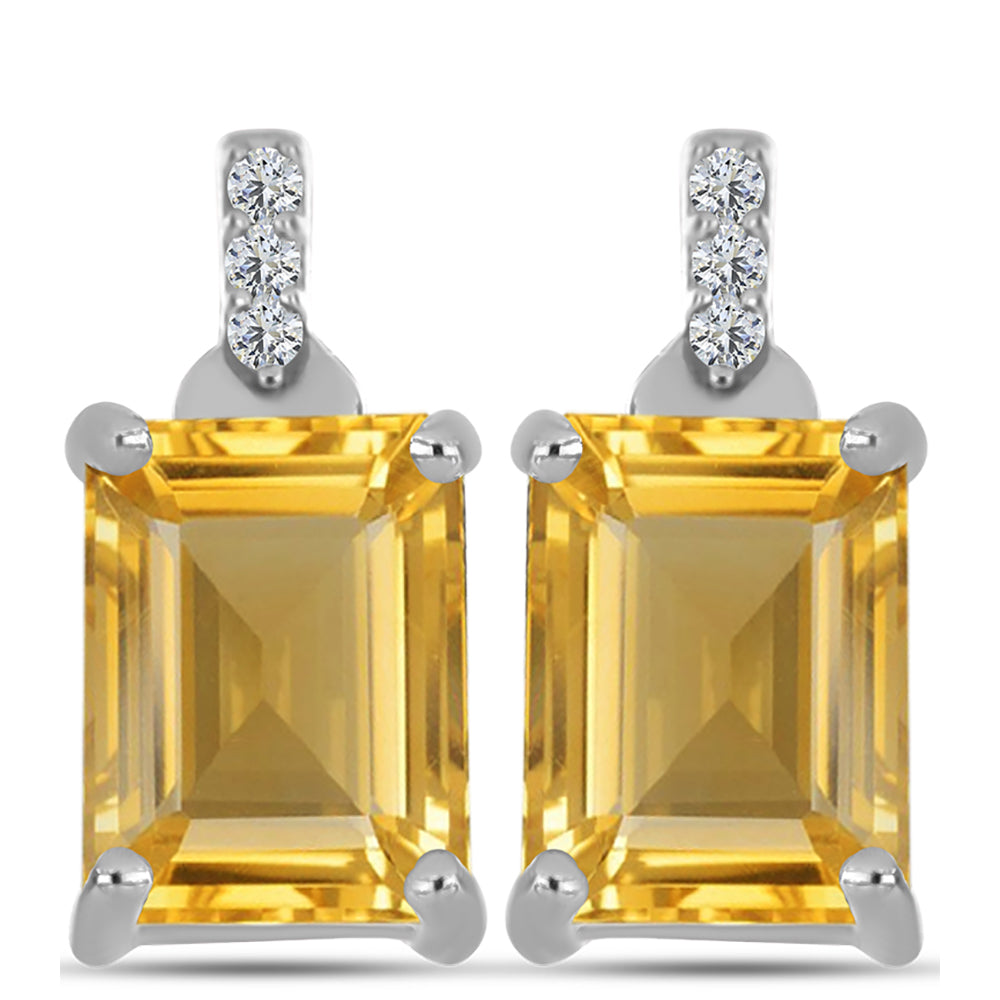Cercei din Argint 925 ( 1.96 grame ) cu Citrin Ural și Topaz Alb 2.94 Carate