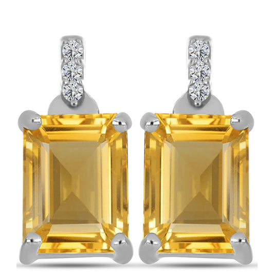 Cercei din Argint 925 ( 1.96 grame ) cu Citrin Ural și Topaz Alb 2.94 Carate