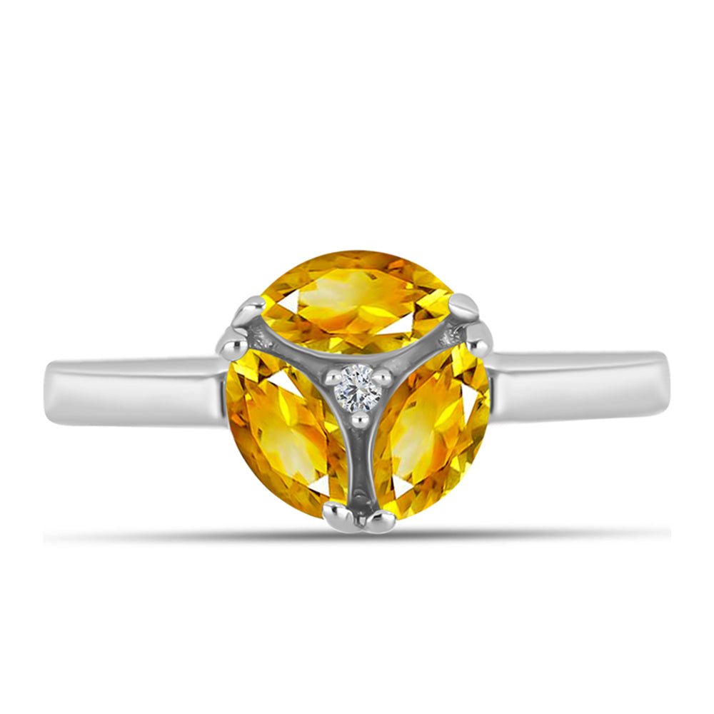 Inel din Argint 925 ( 2.14 grame ) cu Citrin Ural și Topaz Alb 0.68 Carate 1 