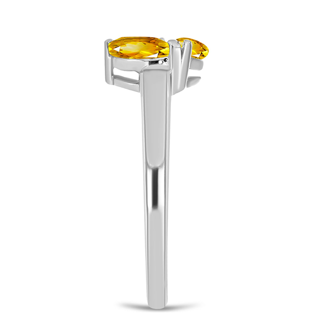 Inel din Argint 925 ( 2.14 grame ) cu Citrin Ural și Topaz Alb 0.68 Carate 4 