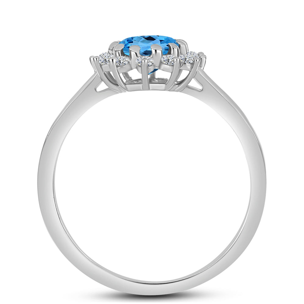 Inel din Argint 925 ( 2.4 grame ) cu Topaz Swiss Blue și Topaz Alb 1.74 Carate
