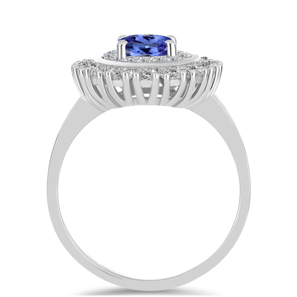 Inel din Argint 925 ( 3.35 grame ) cu Tanzanit AAA și Topaz Alb 2.16 Carate 2 