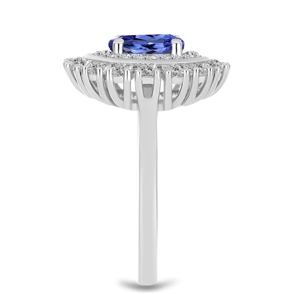 Inel din Argint 925 ( 3.35 grame ) cu Tanzanit AAA și Topaz Alb 2.16 Carate