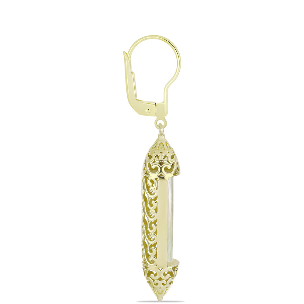 Cercei din Argint 925 Placat cu Aur ( 5.68 grame ) cu Sidef 5.28 Carate 2 