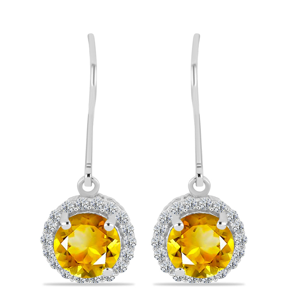 Cercei din Argint 925 ( 2.21 grame ) cu Citrin Ural și Topaz Alb 2.83 Carate