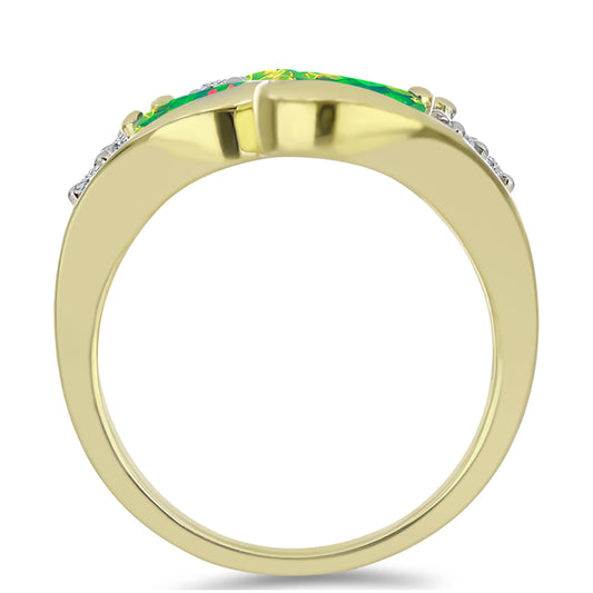 Inel din Argint 925 Placat cu Aur ( 5.74 grame ) cu Opal Verde Etiopian Lega Dembi și Topaz Alb 2.13 Carate