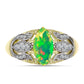 Inel din Argint 925 Placat cu Aur ( 3.99 grame ) cu Opal Verde Etiopian Lega Dembi și Topaz Alb 1.22 Carate