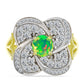 Inel din Argint 925 Placat cu Aur ( 4.69 grame ) cu Opal Verde Etiopian Lega Dembi și Topaz Alb 1.66 Carate