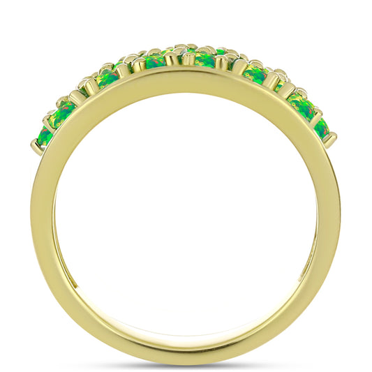 Inel din Argint 925 Placat cu Aur ( 5.72 grame ) cu Opal Verde Etiopian Lega Dembi 1.26 Carate