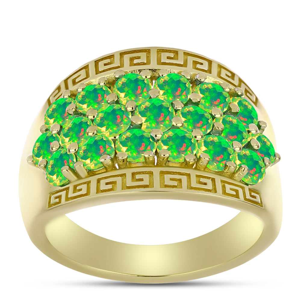 Inel din Argint 925 Placat cu Aur ( 5.72 grame ) cu Opal Verde Etiopian Lega Dembi 1.26 Carate 3 