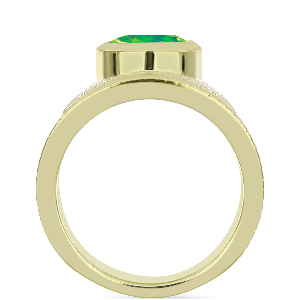 Inel din Argint 925 Placat cu Aur ( 9.36 grame ) cu Opal Verde Etiopian Lega Dembi 1.36 Carate 2 