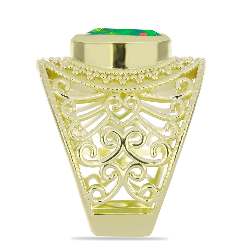 Inel din Argint 925 Placat cu Aur ( 9.36 grame ) cu Opal Verde Etiopian Lega Dembi 1.36 Carate