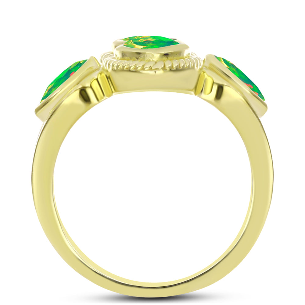 Inel din Argint 925 Placat cu Aur ( 4.84 grame ) cu Opal Verde Etiopian Lega Dembi 1.32 Carate 2 
